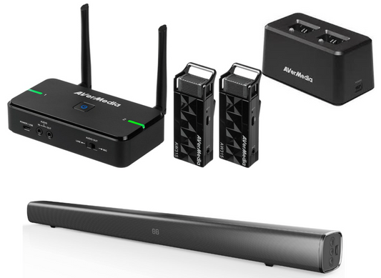Avermedia Technologies AW315F-GS68C - Dual Wireless Teacher Microphone with Soundbar and Wall Mounting Kit Package